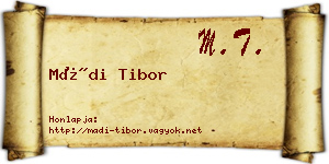 Mádi Tibor névjegykártya