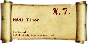 Mádi Tibor névjegykártya